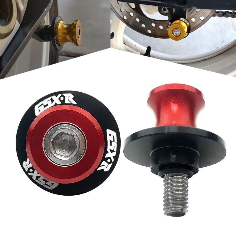 Generic YIMOTO 8MM M8 X 1.5 Motorcycle Swing arm Sliders Spools CNC Aluninum Swing Arm Stand Screws 2PCS for Suzuki GSX-R 600 GSX-R 750 GSX-R 1000 (Red)  - Image 1