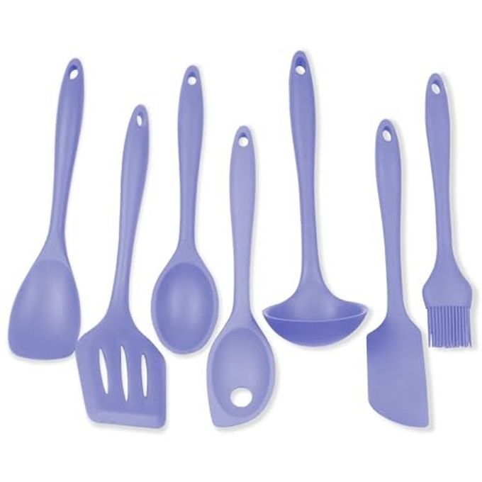Chef Craft - Premium Silicone Kitchen Tools and Utensils Set, Non-Scratch, Withstands Temperatures up to 450F, BPA-Free, 7 Piece Cooking Utensils Set, Pastel Blue