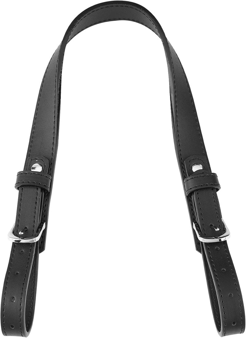 comfrt Leather Purse Strap Replacement, 17.9 Inch Adjustable Handbag Handles Strap Cowhide Leather Coach Bag Handles DIY Bag Purse Making Accessories for Satchel Tote Crossbody Bag, Black - Image 1