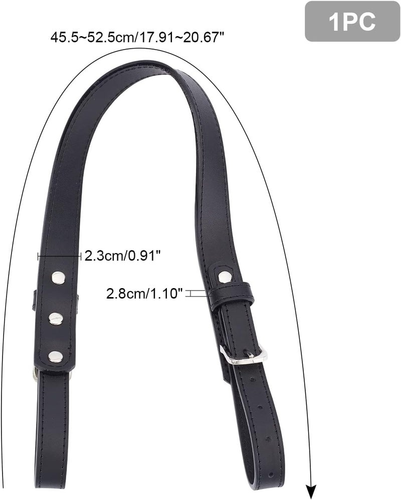 comfrt Leather Purse Strap Replacement, 17.9 Inch Adjustable Handbag Handles Strap Cowhide Leather Coach Bag Handles DIY Bag Purse Making Accessories for Satchel Tote Crossbody Bag, Black - Image 3