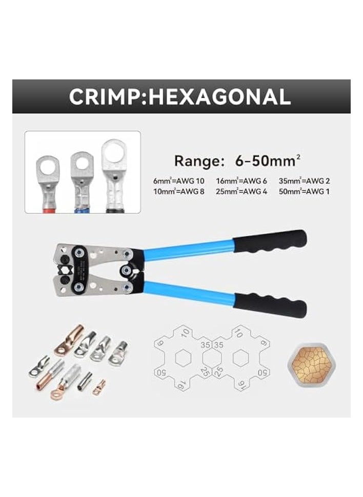 PROMASS Battery Cable Crimping Tool Kit, AWG 1/0-8 with 60PCS Copper Ring Terminals, 8 Sizes, Heavy Duty Lug Crimper for Wire Lugs, Battery Terminals, Copper Lugs  - Image 3
