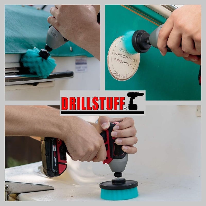 Drillstuff Aquatic Cleaning Supplies - Boat Cleaning Accessories - Hull Cleaning Brush Set - Boat Scrubbing Deck Brush - Spinning Drill Heads Brush Kit - Barnacle Removing Tool - Tank Cleaning Brushes - Aquatic - Image 2