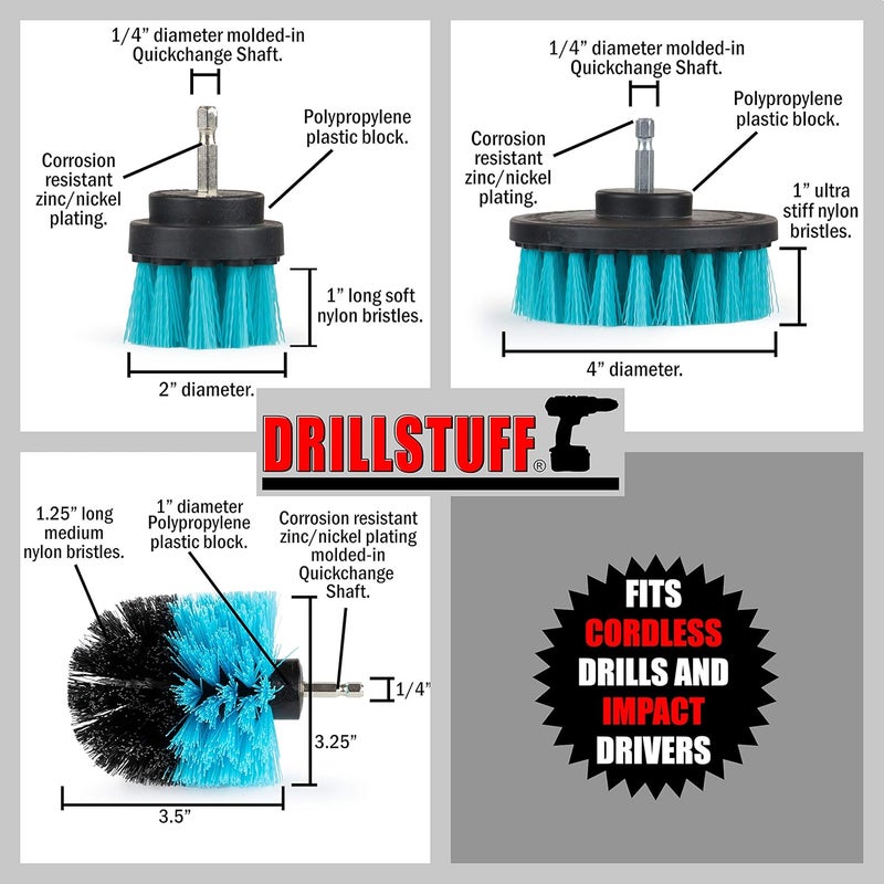 Drillstuff Aquatic Cleaning Supplies - Boat Cleaning Accessories - Hull Cleaning Brush Set - Boat Scrubbing Deck Brush - Spinning Drill Heads Brush Kit - Barnacle Removing Tool - Tank Cleaning Brushes - Aquatic - Image 5