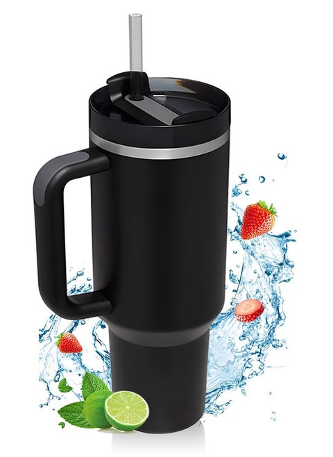 Tumbler 40oz with Handle and Straw Lid Insulated, 40 oz Stainless Steel Vacuum Insulated Water Bottles,  Reusable Car Travel Mug Iced Coffee Cup Keeps Hot and Cold for Hours