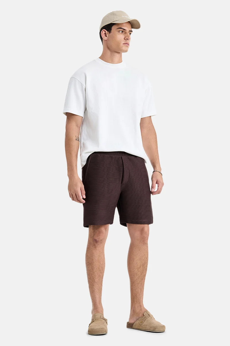 سنيتش Brown Textured Relaxed Shorts