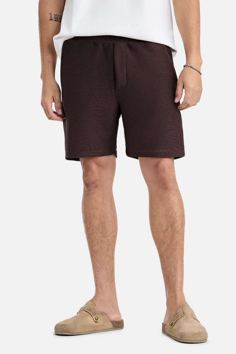 سنيتش Brown Textured Relaxed Shorts