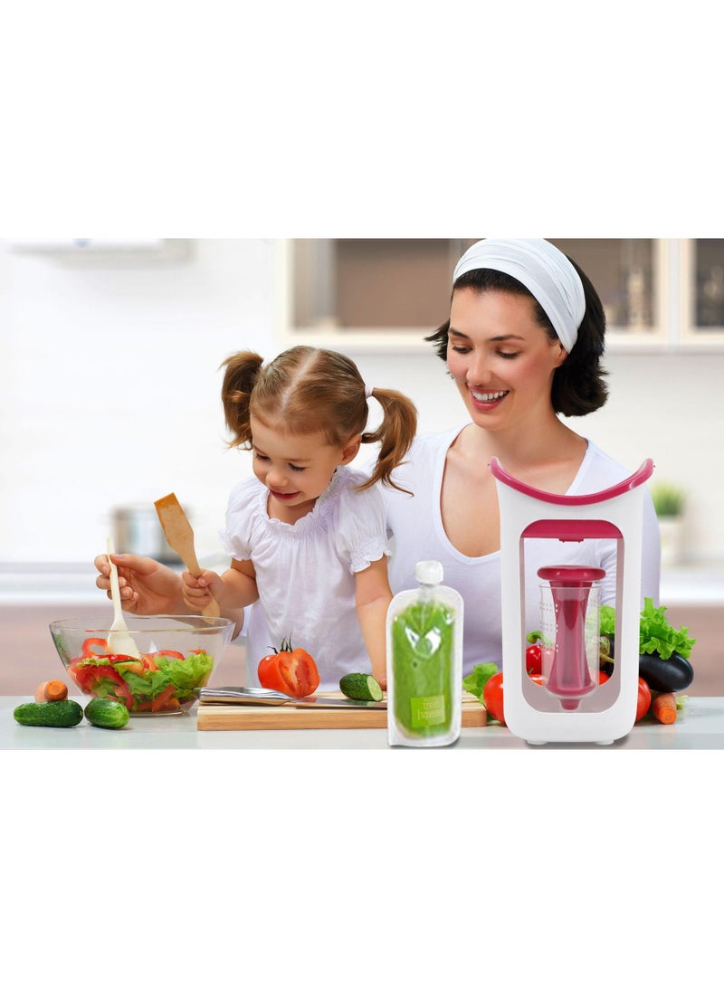 general Children Puree Squeezer Convenient Tools For Household Kitchens, Fruit Juice Dispensers With 10 Pcs Separate Packaging Bags（Red） - Image 3