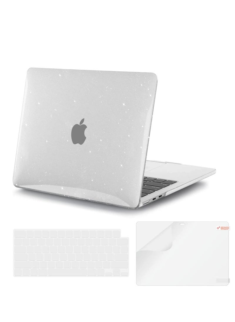 Generic 3 in 1 Hard Case Compatible with MacBook Air 13.6 inch 2022 A2681 M2 Chip and 2024 A3113 M3 Chip  and 2025 A3240 M4 Chip  with Retina Display, Glitter Hard Shell Case + TPU Keyboard Cover + Screen Protector ,Sparkly Clear  - Image 1