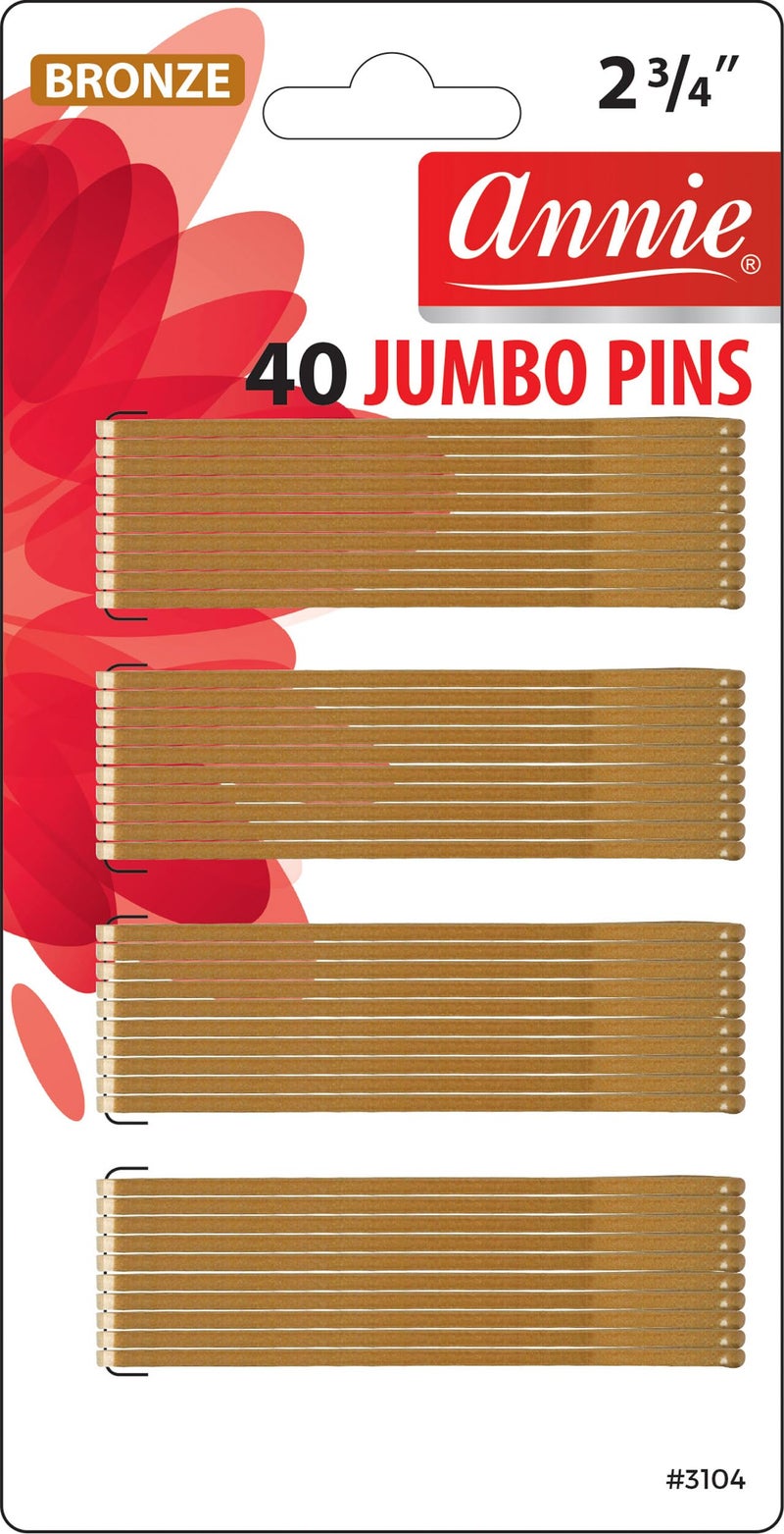 annie jumbo bob hair pins 40 counts roller pin Brown roller pins - Image 1