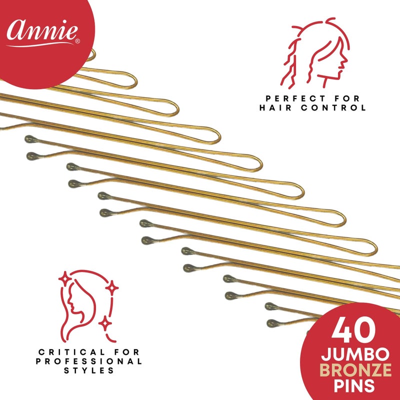 annie jumbo bob hair pins 40 counts roller pin Brown roller pins - Image 2
