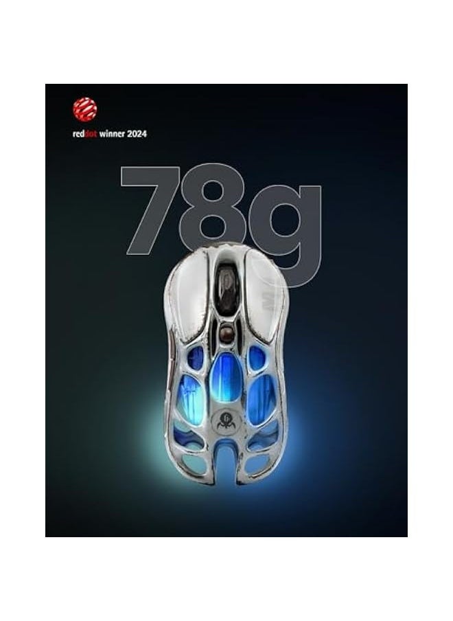 Generic Mercury M1 Pro Wireless Gaming Mouse with PAW3395DM Sensor, Magnesium Alloy Handcrafted Vintage Finish, 26000 DPI, 5 Programmable Buttons, Outfit with 1K & 4K Dongle, Up to 200H Endurance  - Image 5