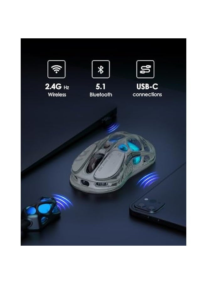 Generic Mercury M1 Pro Wireless Gaming Mouse with PAW3395DM Sensor, Magnesium Alloy Handcrafted Vintage Finish, 26000 DPI, 5 Programmable Buttons, Outfit with 1K & 4K Dongle, Up to 200H Endurance  - Image 4