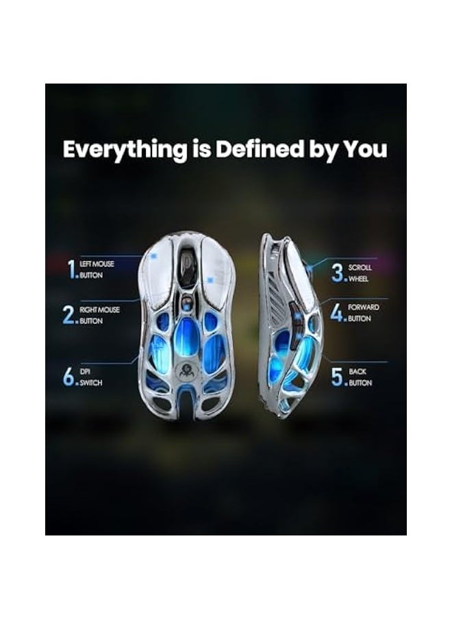 Mercury M1 Pro Wireless Gaming Mouse with PAW3395DM Sensor, Magnesium Alloy Handcrafted Vintage Finish, 26000 DPI, 5 Programmable Buttons, Outfit with 1K & 4K Dongle, Up to 200H Endurance