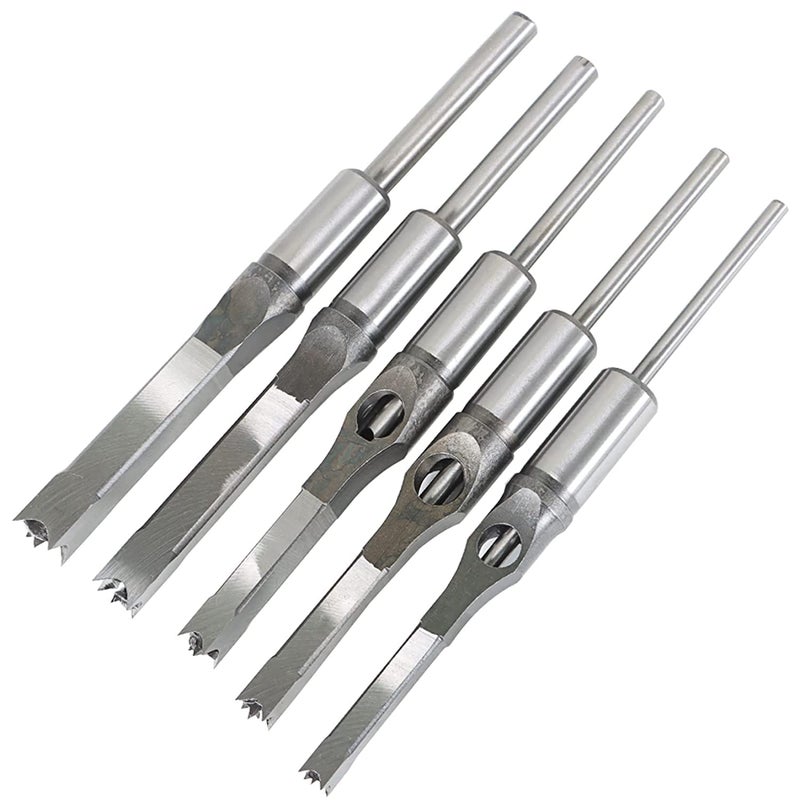 YADAV 5 Pcs Squarehole Saw Auger Drill Bit Mortising Chisel Woodworking Tool Chisel Drill - Image 1
