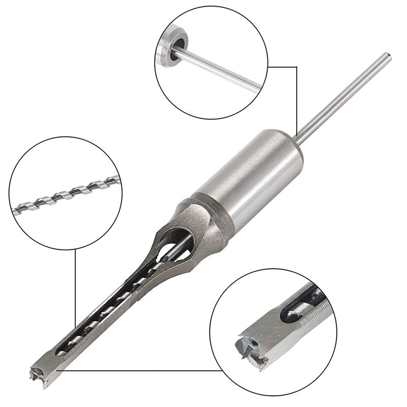 YADAV 5 Pcs Squarehole Saw Auger Drill Bit Mortising Chisel Woodworking Tool Chisel Drill - Image 3