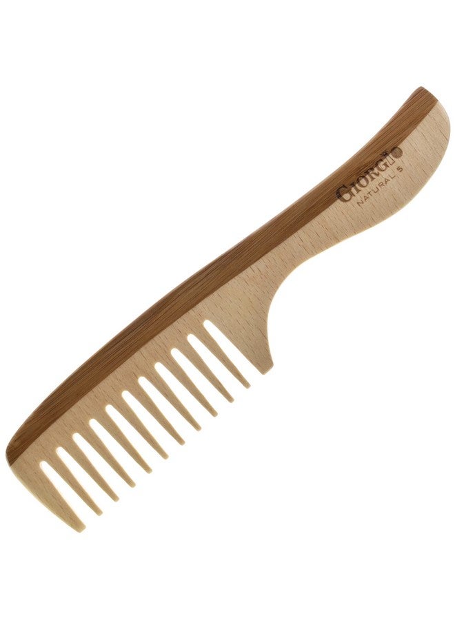 Giorgio Gionat5 Natural Wooden Detangling Comb With Comfortable Handle Wide Tooth Comb For Curly Hair Bamboo And Beechwood Hair Combs For Thick Hair Organic Wooden Hair Comb For Men And Women - Image 1