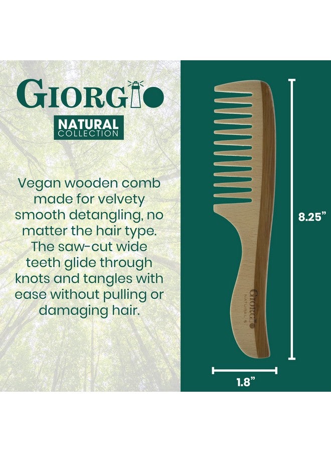 Giorgio Gionat5 Natural Wooden Detangling Comb With Comfortable Handle Wide Tooth Comb For Curly Hair Bamboo And Beechwood Hair Combs For Thick Hair Organic Wooden Hair Comb For Men And Women - Image 3