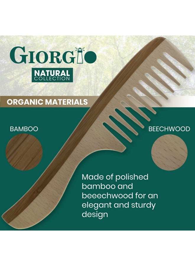 Giorgio Gionat5 Natural Wooden Detangling Comb With Comfortable Handle Wide Tooth Comb For Curly Hair Bamboo And Beechwood Hair Combs For Thick Hair Organic Wooden Hair Comb For Men And Women - Image 5