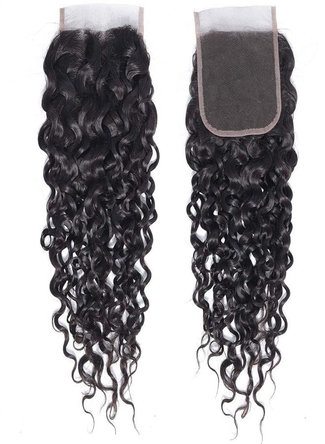 QTHAIR 18A Brazilian Curly Human Hair Water Wave Bundles, 100% Unprocessed Wet and Wavy Human Hair with Closure Frontal (#1b(Natural Black), 14" Closure) - Image 5