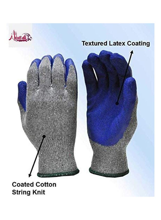 ABBASALI Rubber Latex Double Coated Work Gloves with Grip for Construction, Gardening Gloves, Heavy Duty Cotton Blend Blue Uni size (1 Pair) - Image 1