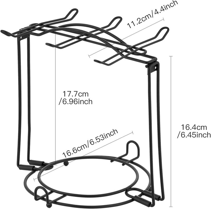CHILDIKE Tea Cup Holder, Coffee Cups and Saucers Display Stand, Metal Foldable Storage Rack for Espresso and Cappuccino Cup - Black - Image 2