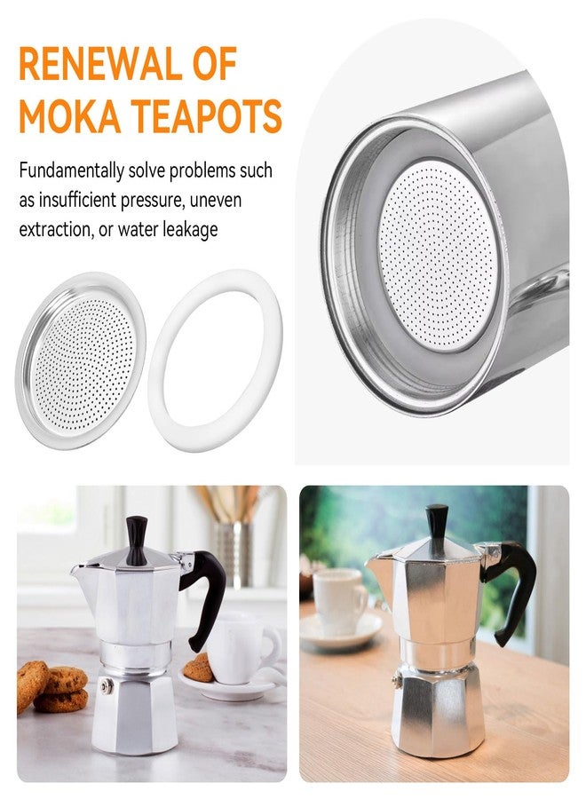 Nbbiww Moka Pot Replacement Gasket and Filter, 6 Gasket + 2 Filter Compatible with Bialetti 3/4 Cups Moka Express, Fiammetta, Break, Happy, Dama, Moka Melody, Alpina, Moka Timer and Rainbow Espresso Makers - Image 5