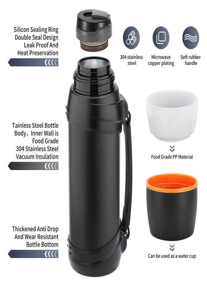 Olerd Thermos Flask, 2.5 L, Stainless Steel Water Bottle, Camping, 24 Hours Hot & Cold, Insulated Bottle BPA-Free with 2 Cups, Thermos Flask for Sports, Fitness, Outdoor, Hiking (Black) - Image 3