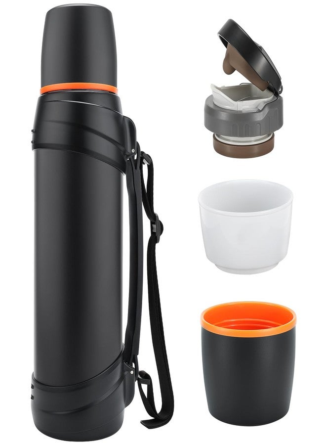 Olerd Thermos Flask, 2.5 L, Stainless Steel Water Bottle, Camping, 24 Hours Hot & Cold, Insulated Bottle BPA-Free with 2 Cups, Thermos Flask for Sports, Fitness, Outdoor, Hiking (Black) - Image 2