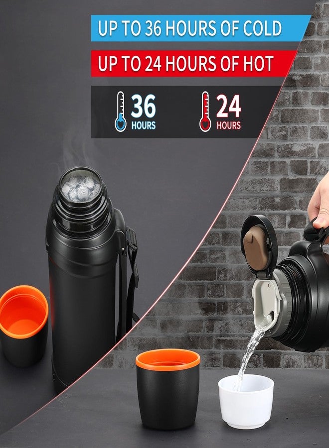 Olerd Thermos Flask, 2.5 L, Stainless Steel Water Bottle, Camping, 24 Hours Hot & Cold, Insulated Bottle BPA-Free with 2 Cups, Thermos Flask for Sports, Fitness, Outdoor, Hiking (Black) - Image 4