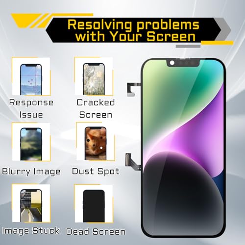 DGSCSMY Screen Replacement for iPhone 14 6.1" LCD Display Digitizer Front Speaker Proximity Sensor 3D Touch Full Assembly Repair Fix Tools Kit A2882 A2649 A2881 A2884 A2883 - Image 4
