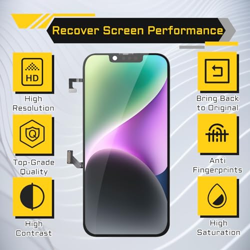DGSCSMY Screen Replacement for iPhone 14 6.1" LCD Display Digitizer Front Speaker Proximity Sensor 3D Touch Full Assembly Repair Fix Tools Kit A2882 A2649 A2881 A2884 A2883 - Image 5
