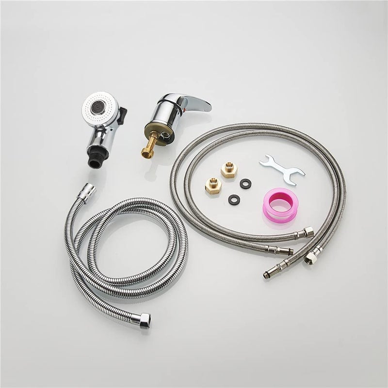 Weirun Salon Shampoo Bed Bowl Sink Basin Faucet Or Backwash Unit Shampoo Bowl Faucet With Hose And Shower Spray Head Wash Hair Sprayer Chrome - Image 2