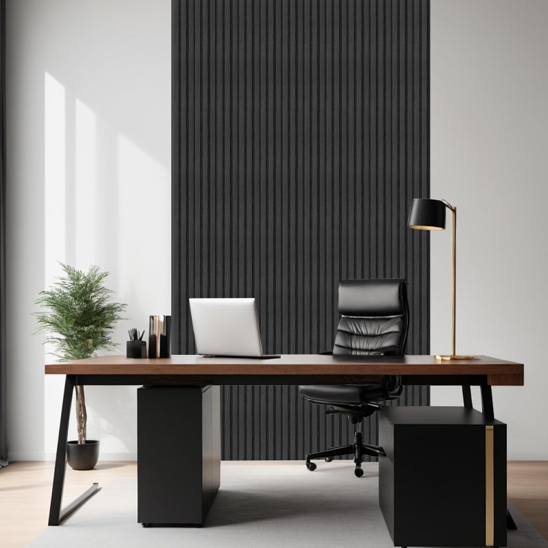 WalDecoo Black Peel and Stick PVC Slat Wall Panel, 4â€œx96â€ Self-Adhesive Thick Faux Wood Grain Wallpaper Panel, 3D Sound Proof Panels for Walls, Removable Wood Panels for Wall Peel and Stick for Accent Walls - Image 3