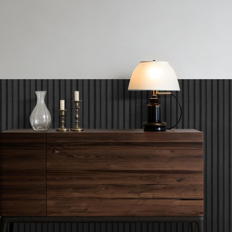 WalDecoo Black Peel and Stick PVC Slat Wall Panel, 4â€œx96â€ Self-Adhesive Thick Faux Wood Grain Wallpaper Panel, 3D Sound Proof Panels for Walls, Removable Wood Panels for Wall Peel and Stick for Accent Walls - Image 4