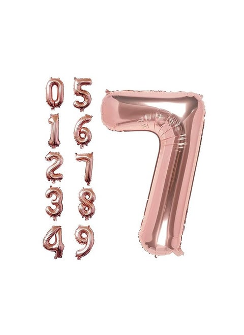 40 Inch Rose Gold Digit Helium Foil Birthday Party Balloons Number 7