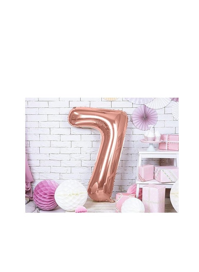 null - 40 Inch Rose Gold Digit Helium Foil Birthday Party Balloons Number 7 - Image 1