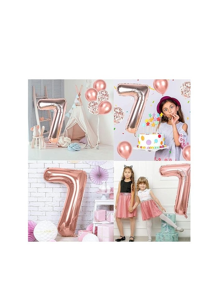 null - 40 Inch Rose Gold Digit Helium Foil Birthday Party Balloons Number 7 - Image 1