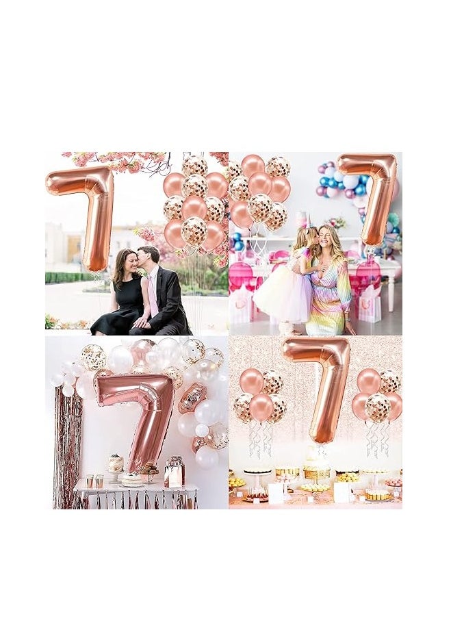 null - 40 Inch Rose Gold Digit Helium Foil Birthday Party Balloons Number 7 - Image 1