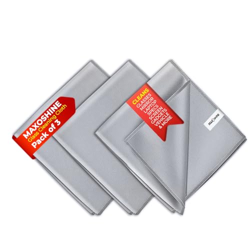 MAXOSHINE Microfiber Glass Cleaning Cloth for Glassware Windows Mirrors-Magic Cleaning Cloths Anti Scratch Dusting Cloth for Kitchen Car Specs Laptop Tv Screen Cleaning (Grey,Pack of 3) - Image 1