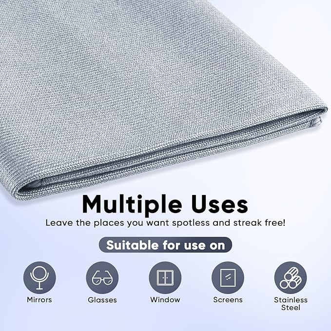 MAXOSHINE Microfiber Glass Cleaning Cloth for Glassware Windows Mirrors-Magic Cleaning Cloths Anti Scratch Dusting Cloth for Kitchen Car Specs Laptop Tv Screen Cleaning (Grey,Pack of 3) - Image 4