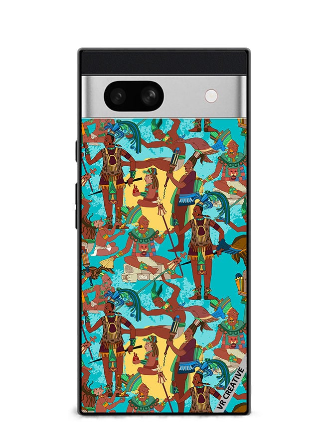 VR CREATIVE Protective Case Cover For Google Pixel 7a Ancient Mayan Mural Design Multicolour - Image 1