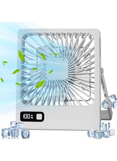 Necomi Desk Fans Portable Small Quiet Led Digital Display Usb Fan 180 Tilt Folding Fan 5 Speeds Adjustable Personal Fan For Home Office Travel Outdoor White Battery Powered 2000Mah  - Image 1