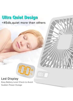 Necomi Desk Fans Portable Small Quiet Led Digital Display Usb Fan 180 Tilt Folding Fan 5 Speeds Adjustable Personal Fan For Home Office Travel Outdoor White Battery Powered 2000Mah  - Image 4