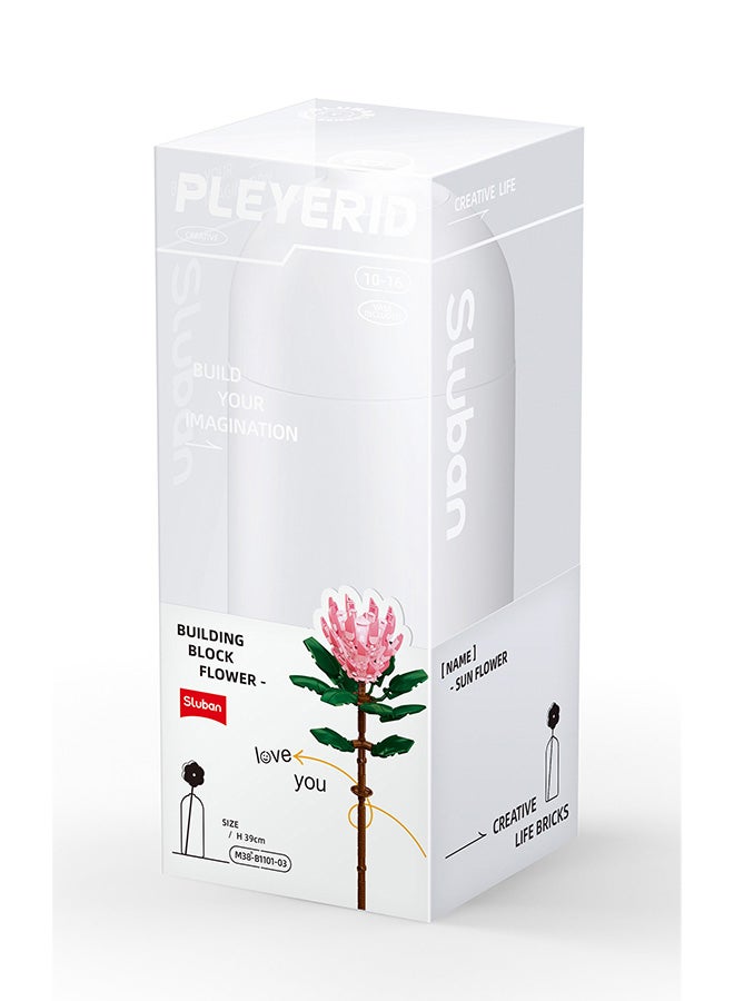 Sluban Flower Vase Building Kit - A Unique Flower Container With 211  Piece And Flowers Protea Cynaroides - Image 1