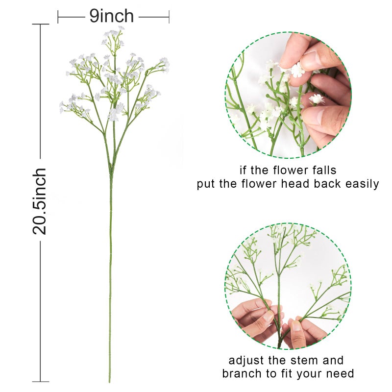 DEEMEI 30 PCS Babys Breath Artificial Flowers Fake Babys Breath Flowers Artificial Bulk White Gypsophila Bouquets Real Touch Faux Flowers for Wedding Floral Arrangement Party Home Decoration - Image 3