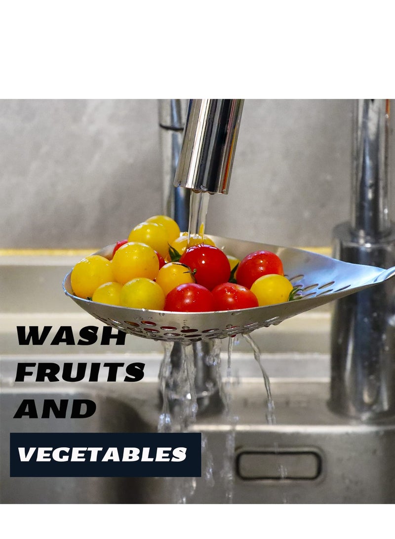 Skimmer Slotted Spoon 304 Stainless Steel Ladle Strainer for Cooking and Frying Pasta Kitchen Colander - Image 5