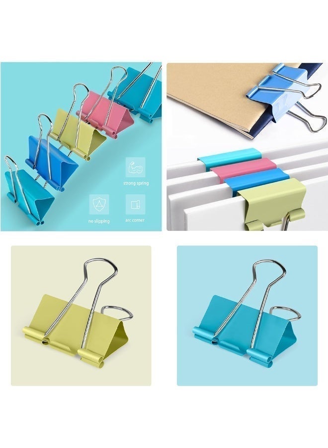 40 Pcs Office Clips Binder Clips Set, Medium Size 19mm/0.75in Metal Fold Back Clips with Box for Office School and Home Supplies, Document Paper Clip (Blue+Pink+Yellow+Green) - Image 4