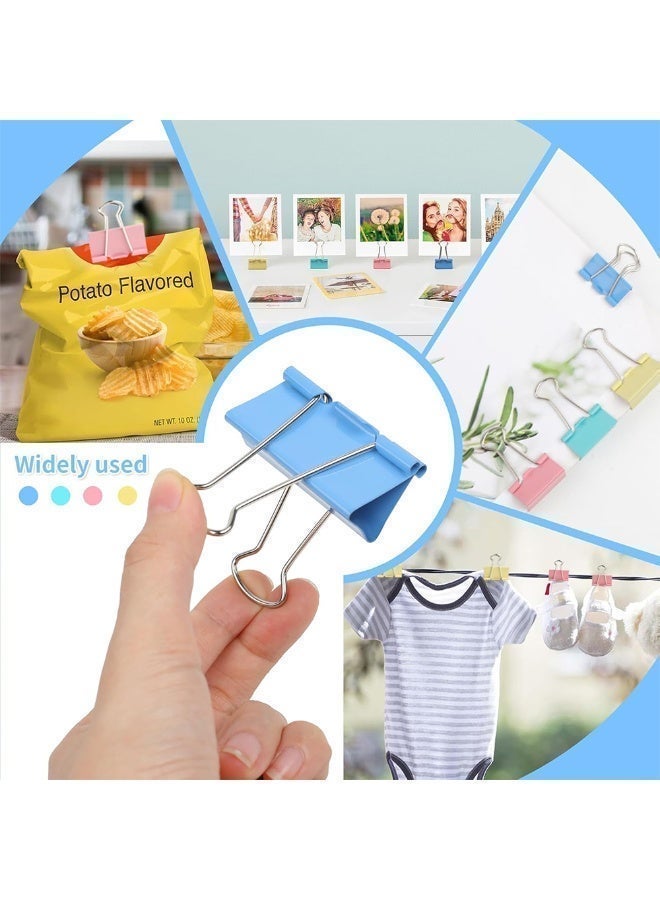 40 Pcs Office Clips Binder Clips Set, Medium Size 19mm/0.75in Metal Fold Back Clips with Box for Office School and Home Supplies, Document Paper Clip (Blue+Pink+Yellow+Green) - Image 5