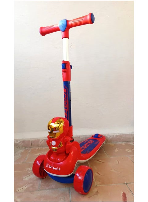 **Three-Wheeled Kids Scooter with Superhero Design – Perfect for Enhancing Balance and Developing Motor Skills in a Fun and Safe Way! (Red Color)**