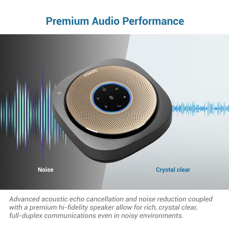 vtech VTech VCS601-2 Bluetooth Conference Speakerphone - 360° Premium Voice Pickup with 6 Microphones, Smart NFC Connect, 24H Call Time with HD Audio, Reverse Charging USB C, Voice Assistant, Home Office  - Image 3
